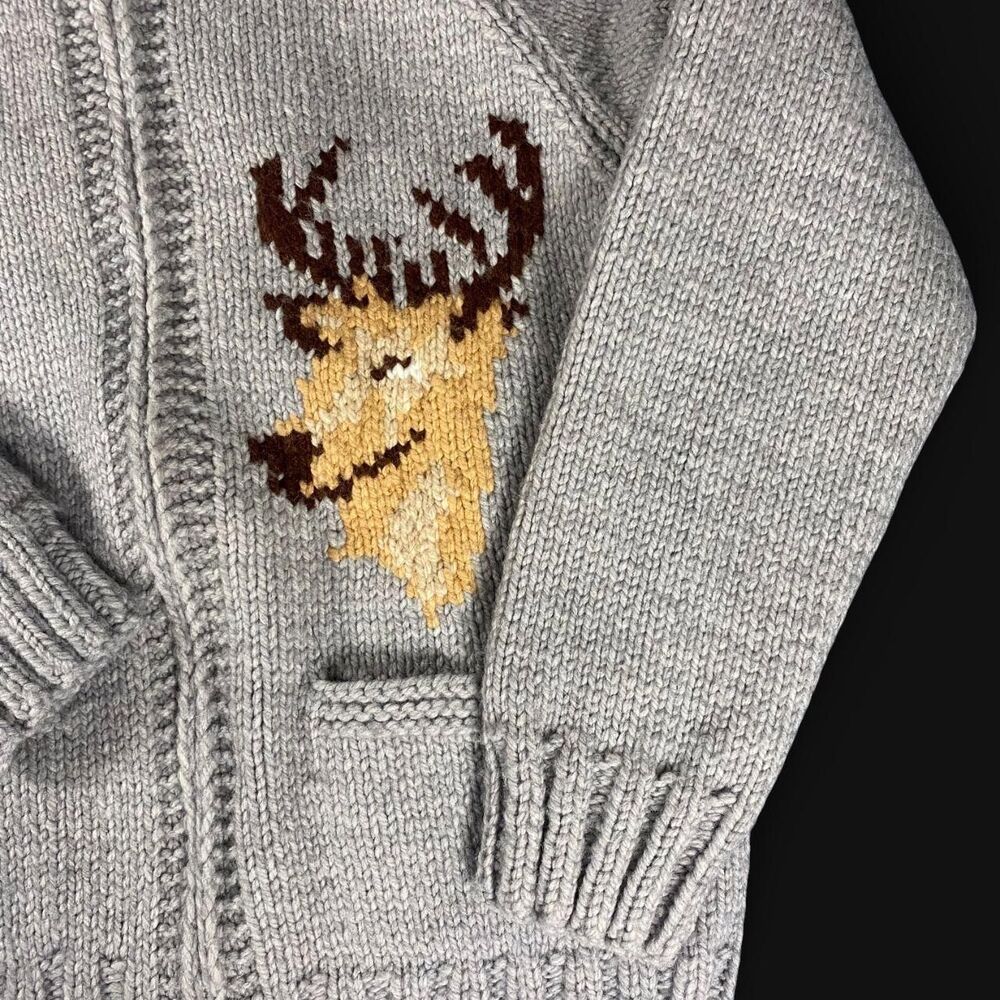 True Vintage Cowichan Handmade All Wool Sweater 1950's/1960's Full Zip - Picture 2 of 6